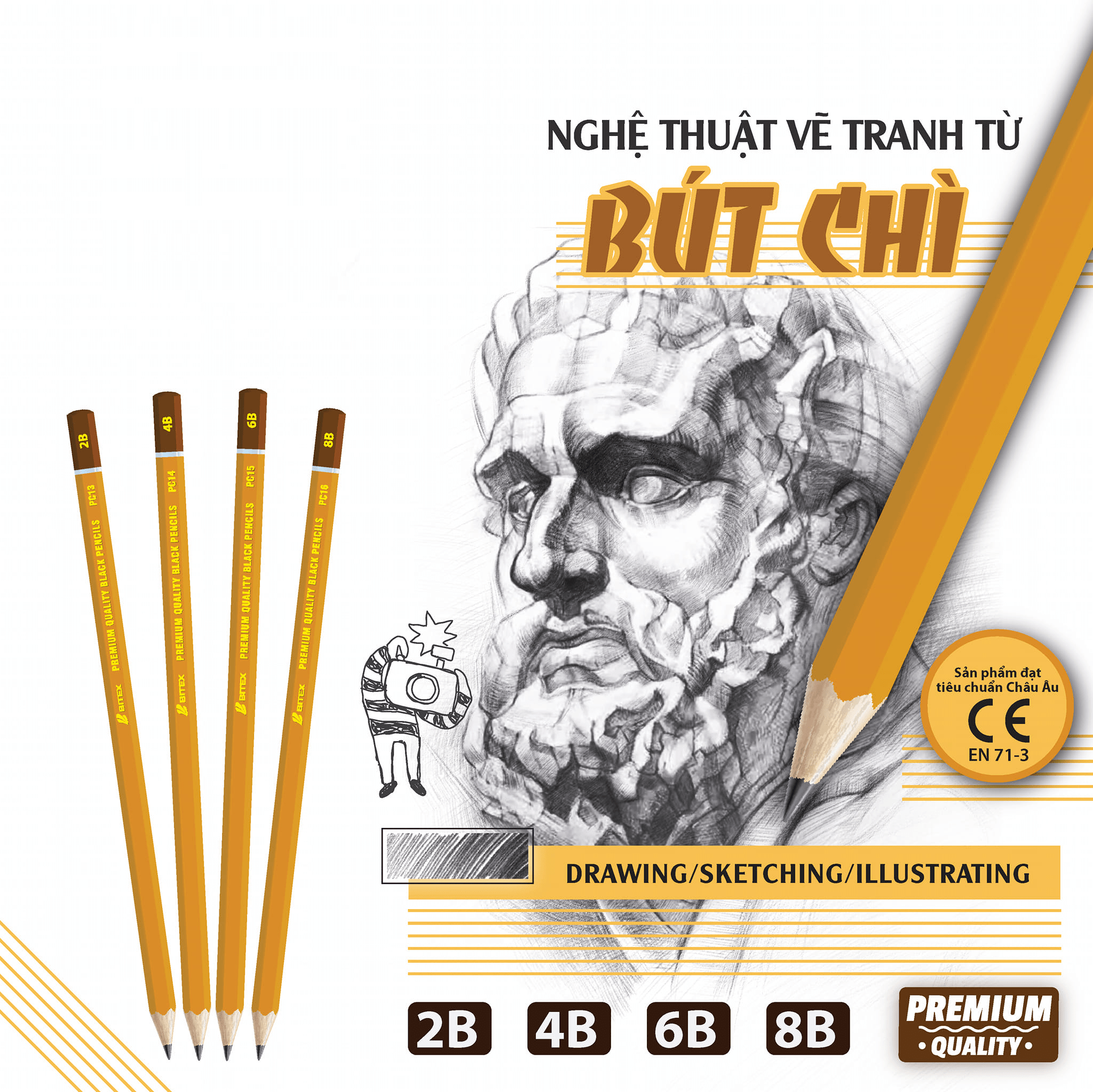 Mô tả Bút chì Bitex mỹ thuật chuyên dụng 2B / 4B / 6B / 8B - 1