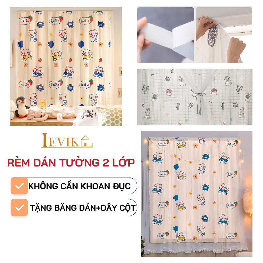 Mô tả Rèm cửa dán tường chống nắng, rèm cửa dán trang trí cửa sổ - phòng khách dễ dàng lắp đặt không khoan đục - 1