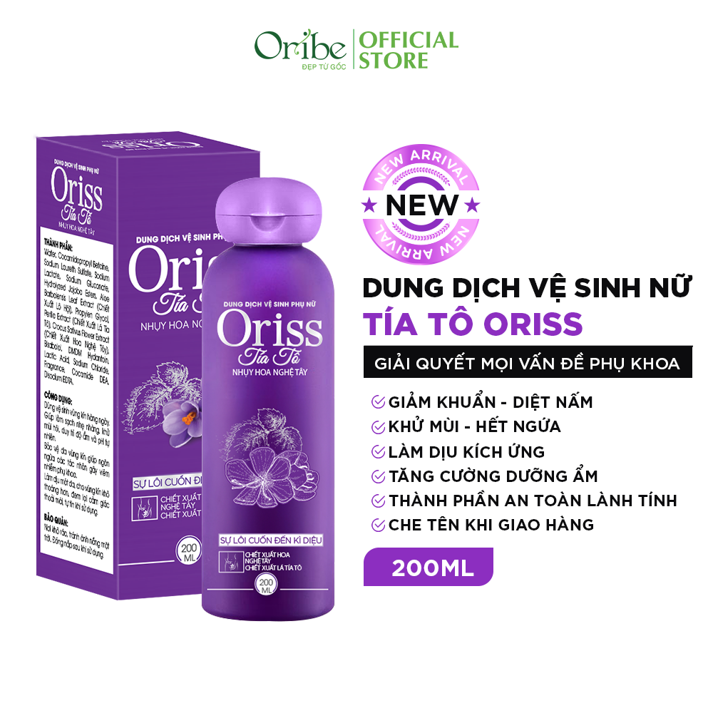 Mô tả Dung dịch vệ sinh phụ nữ Oriss tía tô làm sạch dịu nhẹ ngăn mùi ngừa vấn đề phụ khoa 200ml - 1