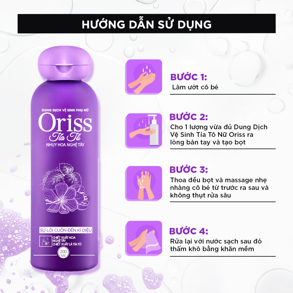 Mô tả Dung dịch vệ sinh phụ nữ Oriss tía tô làm sạch dịu nhẹ ngăn mùi ngừa vấn đề phụ khoa 200ml - 5