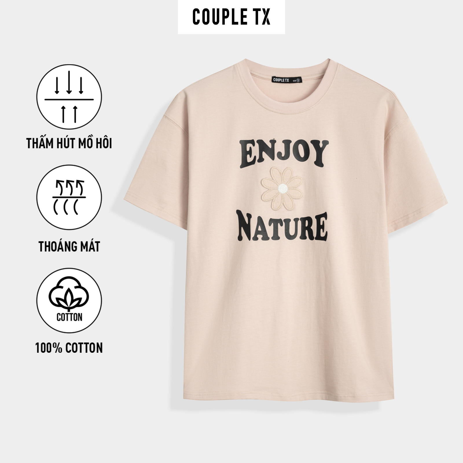Mô tả Áo Thun Nữ Couple TX Oversize In Thêu Enjoy Nature WTS 2323 - 2