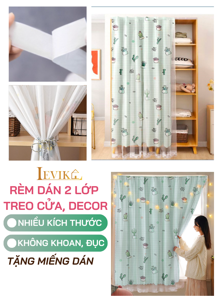 Mô tả Rèm cửa dán tường Levika hoạt tiết Caro thanh lịch - 1