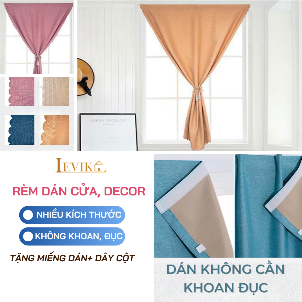 Mô tả Rèm Cửa Dán Tường LEVIKA màn cửa sổ chống nắng, không khoan đục, may sẵn treo phòng ngủ - 1