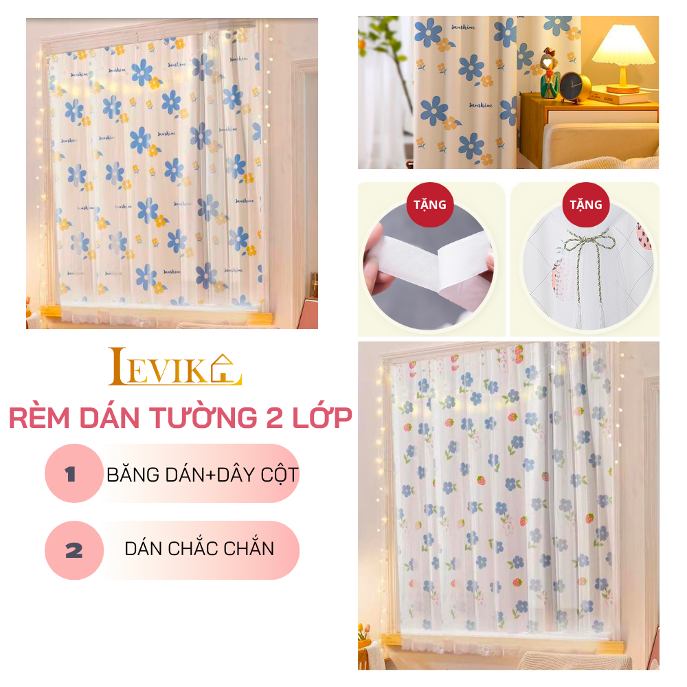 Mô tả Rèm cửa dán tường Levika Hồng Rose rừng Thông cánh mơ - 1