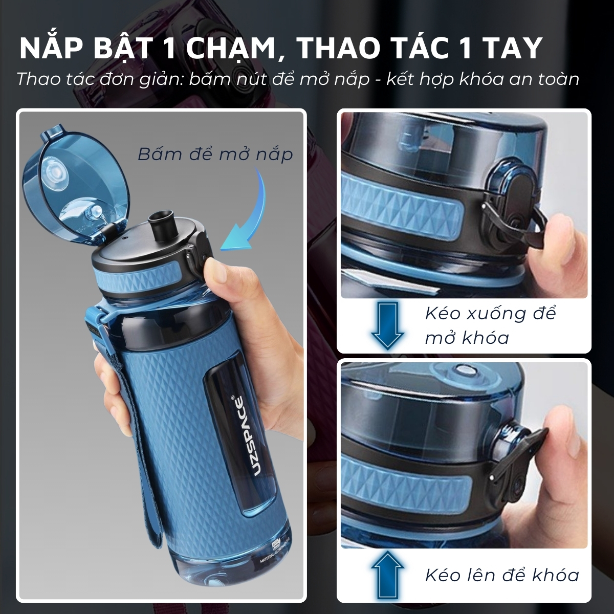 Mô tả Bình đựng nước bằng nhựa tritan cao cấp DandiHome Uzspace 400/520/800/1100ml - 4