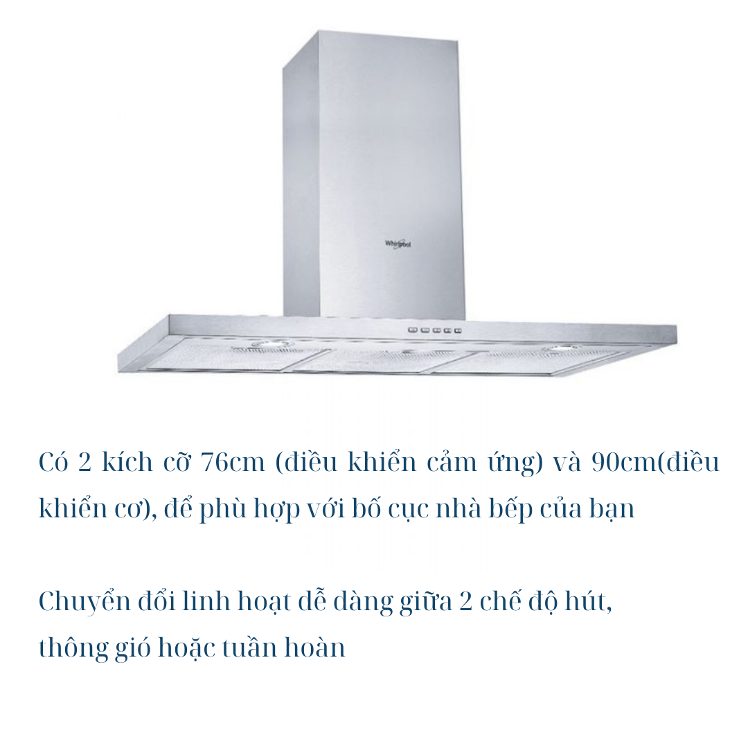 Mô tả Máy hút mùi whirlpool gắn tường Inox 90cm AKR4985/IX - Bảo Hành 2 Năm - 1