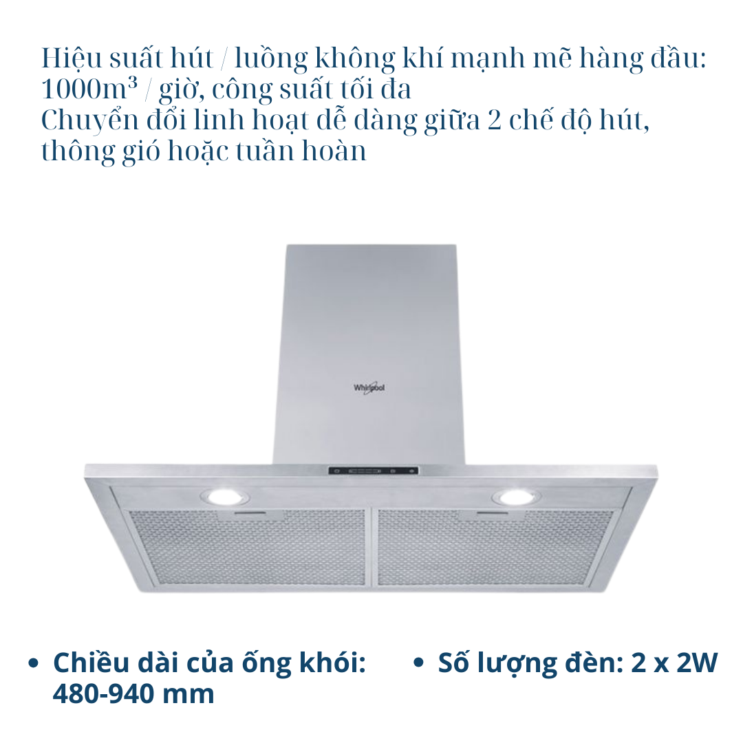 Mô tả Máy hút mùi whirlpool gắn tường Inox 76cm AKR4071/IX - Bảo Hành 2 Năm - 1