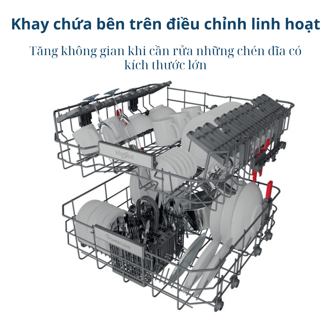 Mô tả Máy rửa chén whirlpool âm toàn phần 14 bộ WIO 3T133 P - Hàng sản xuất Châu ÂU - Bảo Hành 2 Năm - 1