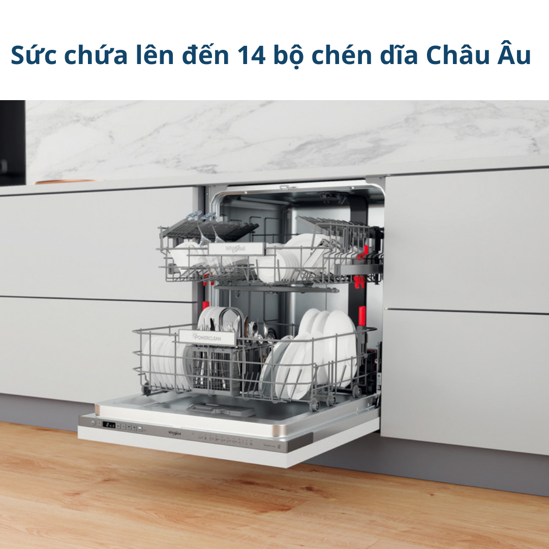 Mô tả Máy rửa chén whirlpool âm toàn phần 14 bộ WIO 3T133 P - Hàng sản xuất Châu ÂU - Bảo Hành 2 Năm - 3
