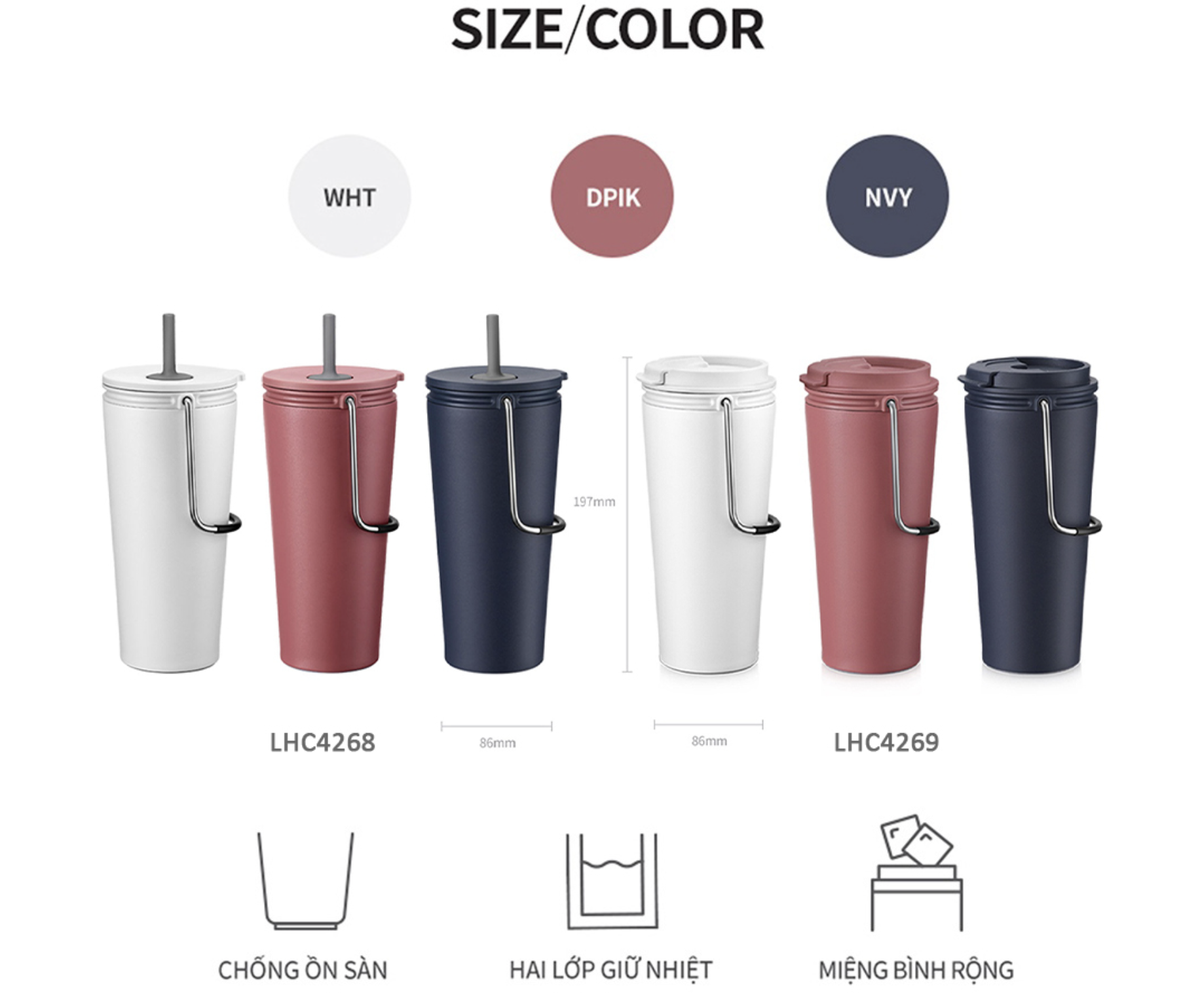 Ly giữ nhiệt LocknLock Bucket Tumbler LHC4268 LHC4269 - Tính năng chặn đá