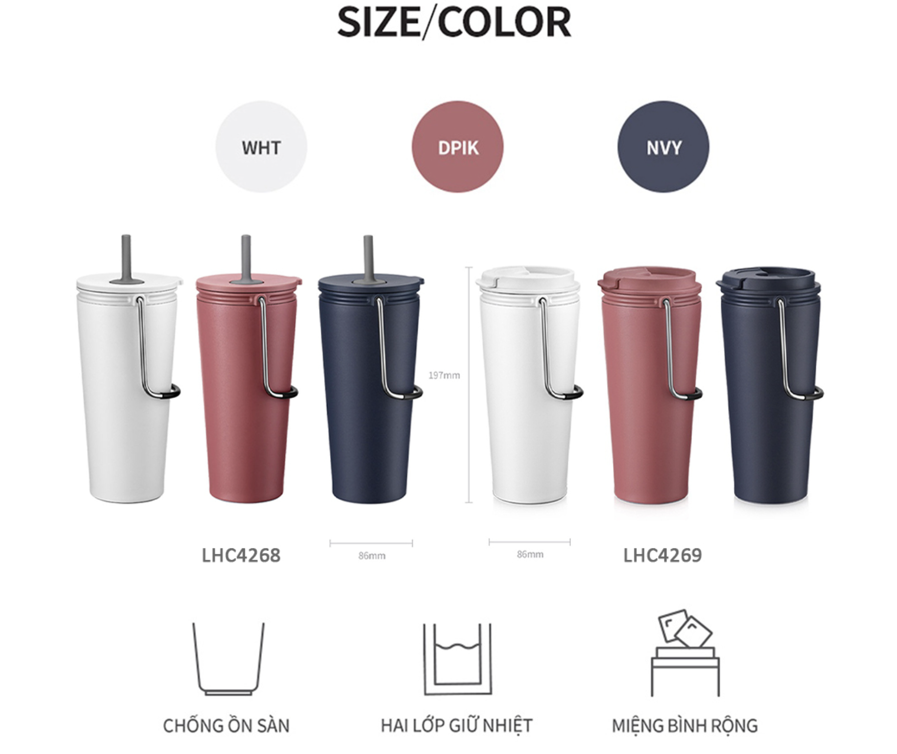 LY GIỮ NHIỆT LOCK&LOCK BUCKET TUMBLER 540ML