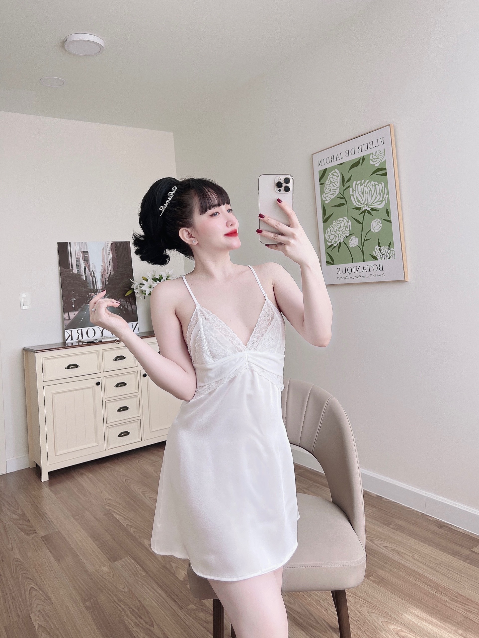 Váy ngủ chữ T SOJUN màu đỏ