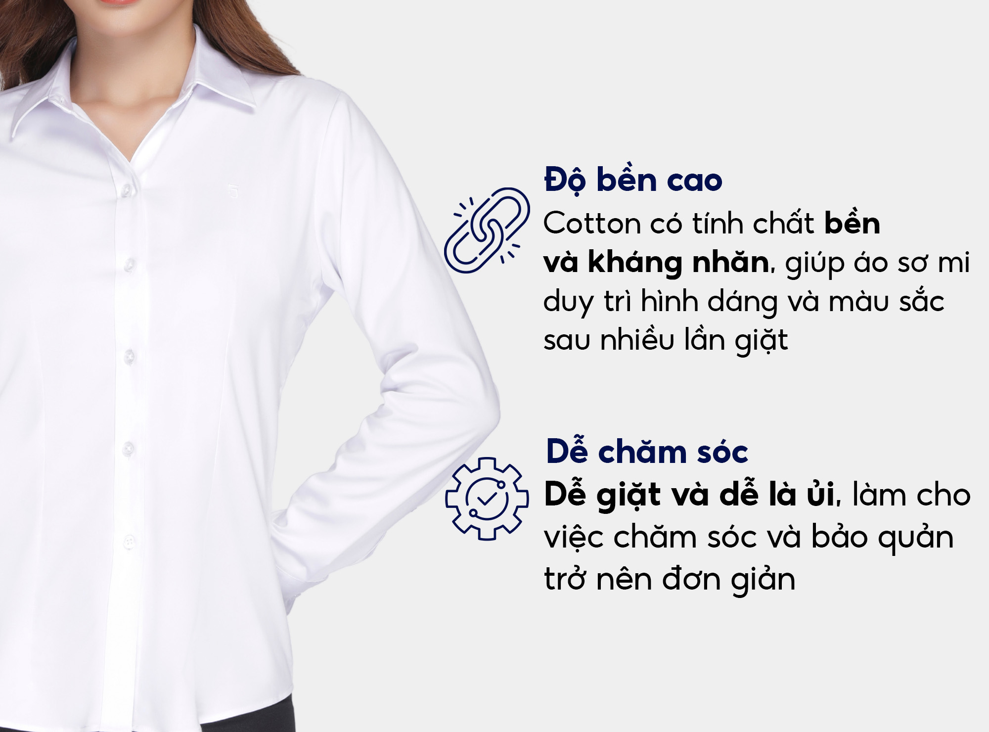 Mô tả Áo sơ mi nữ ASW0101-R01 dài tay form ôm vải cotton trơn các màu Thái Hòa - 4