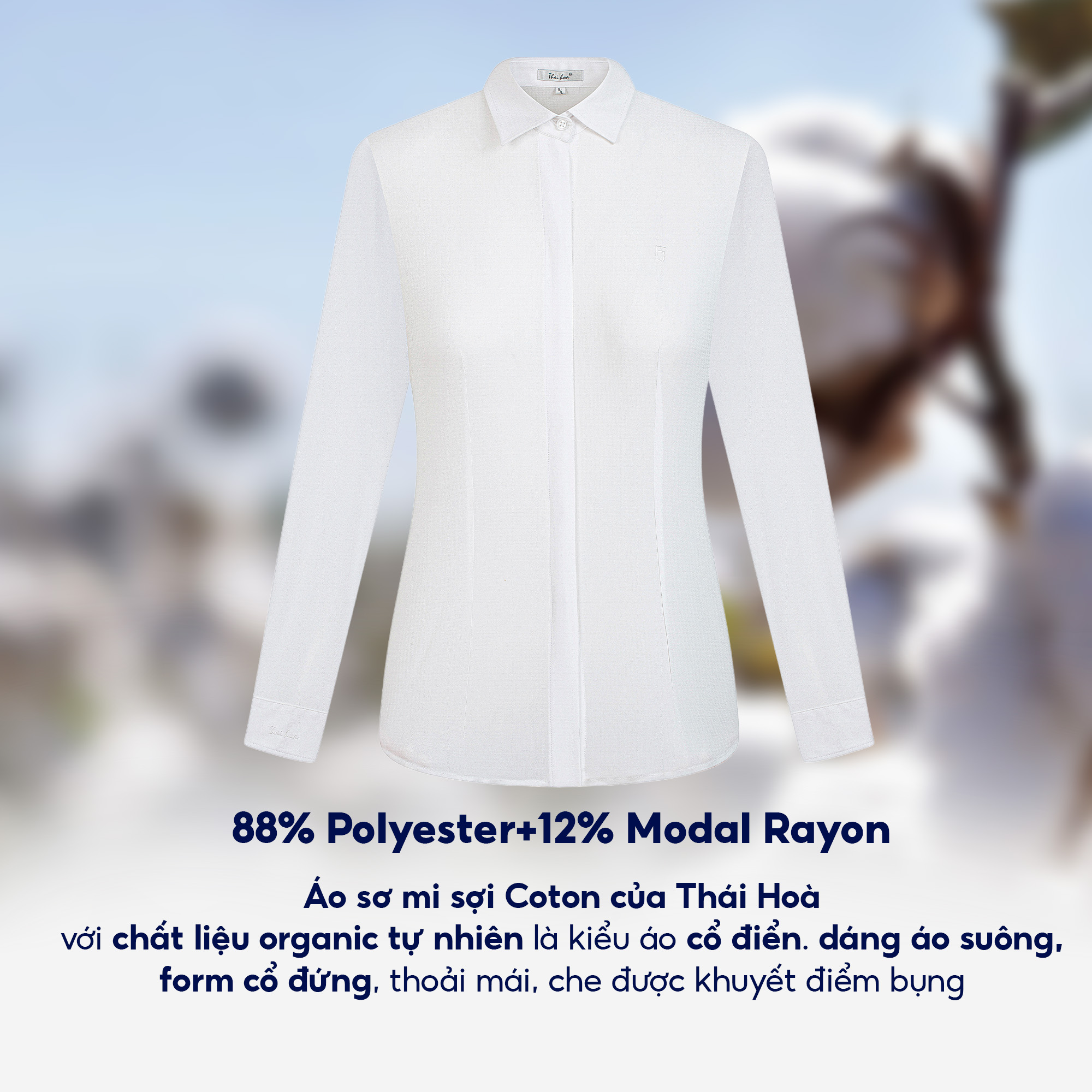 Mô tả Áo sơ mi nữ ASW0101-R01 dài tay form ôm vải cotton trơn các màu Thái Hòa - 5