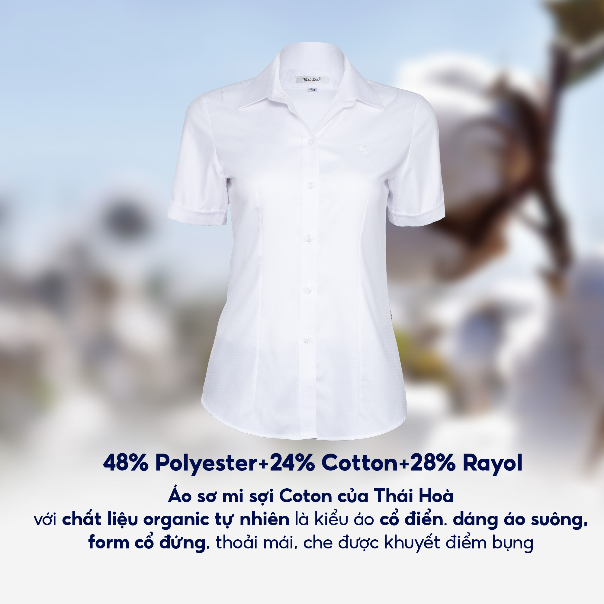 Mô tả Áo sơ mi ASW0301-R05 ngắn tay nữ vải cotton kẻ nhuyễn form ôm các màu Thái Hòa - 7