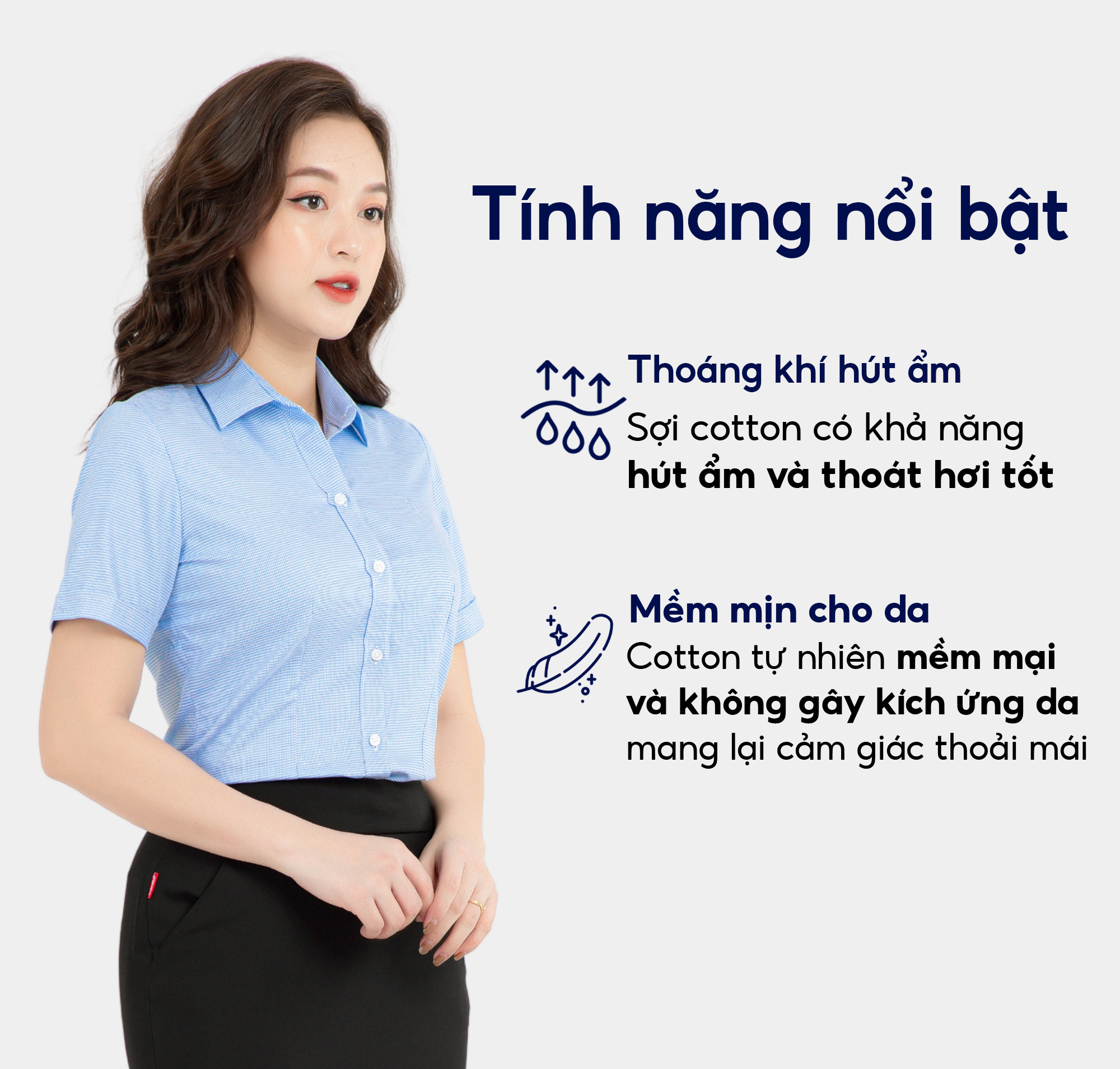 Mô tả Áo sơ mi ASW0301-R05 ngắn tay nữ vải cotton kẻ nhuyễn form ôm các màu Thái Hòa - 5