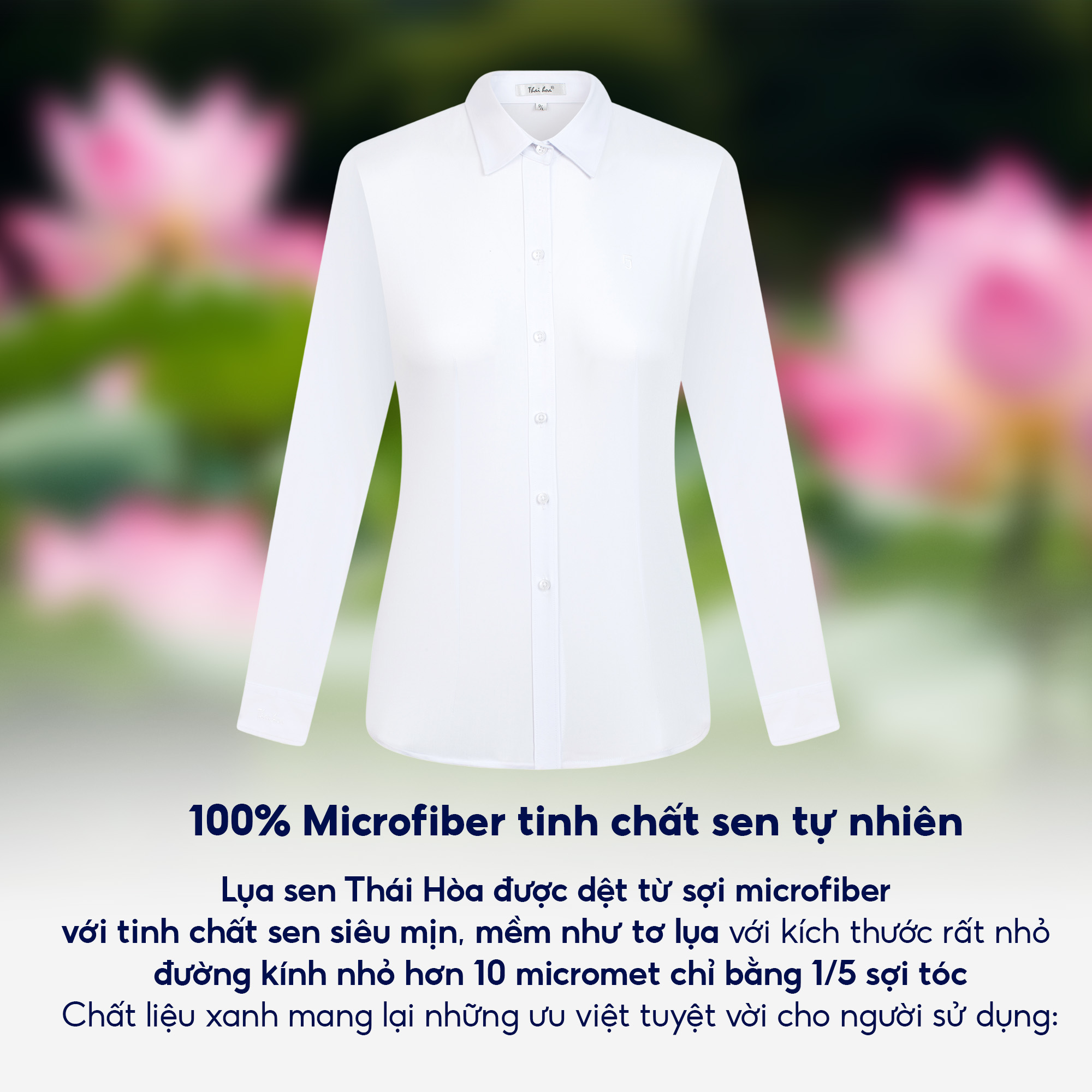 Mô tả Áo sơ mi nữ ASW0101-R17 thiết kế dài tay sợi sen trơn form suông công sở Thái Hòa - 7
