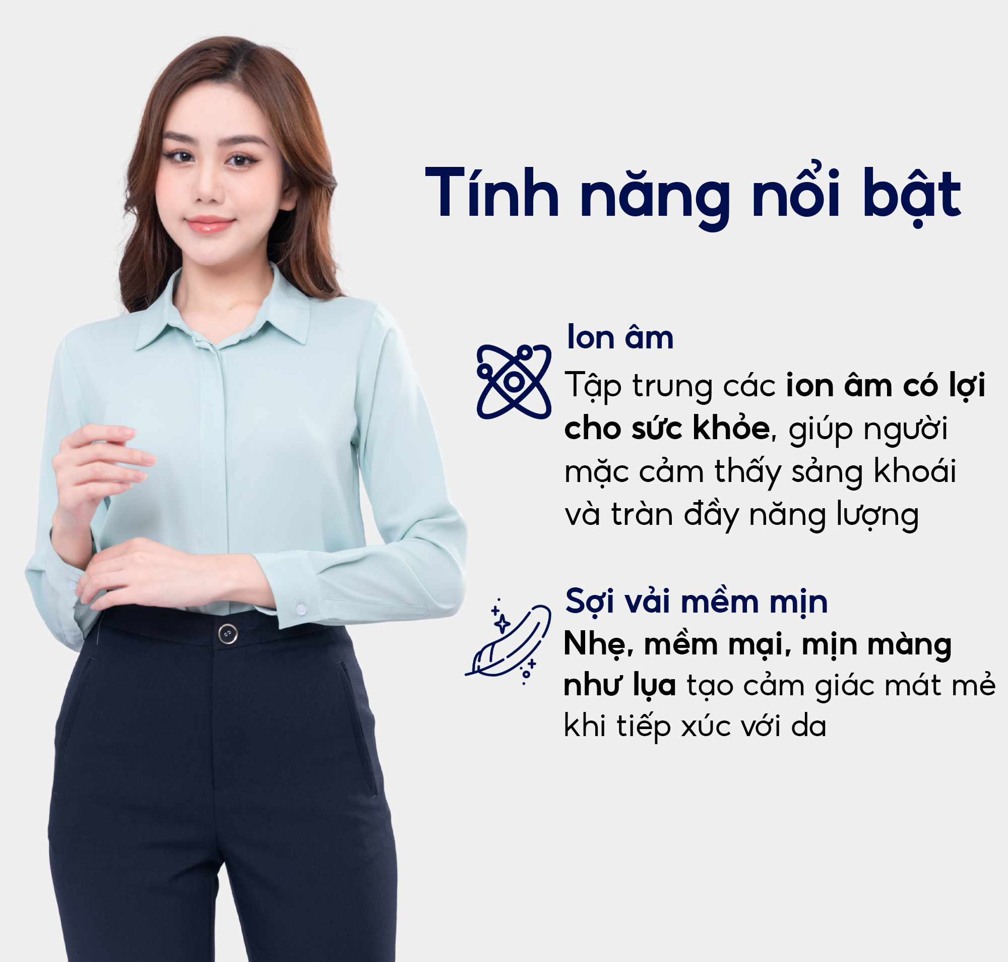 Mô tả Áo sơ mi nữ ASW0101-R17 thiết kế dài tay sợi sen trơn form suông công sở Thái Hòa - 5