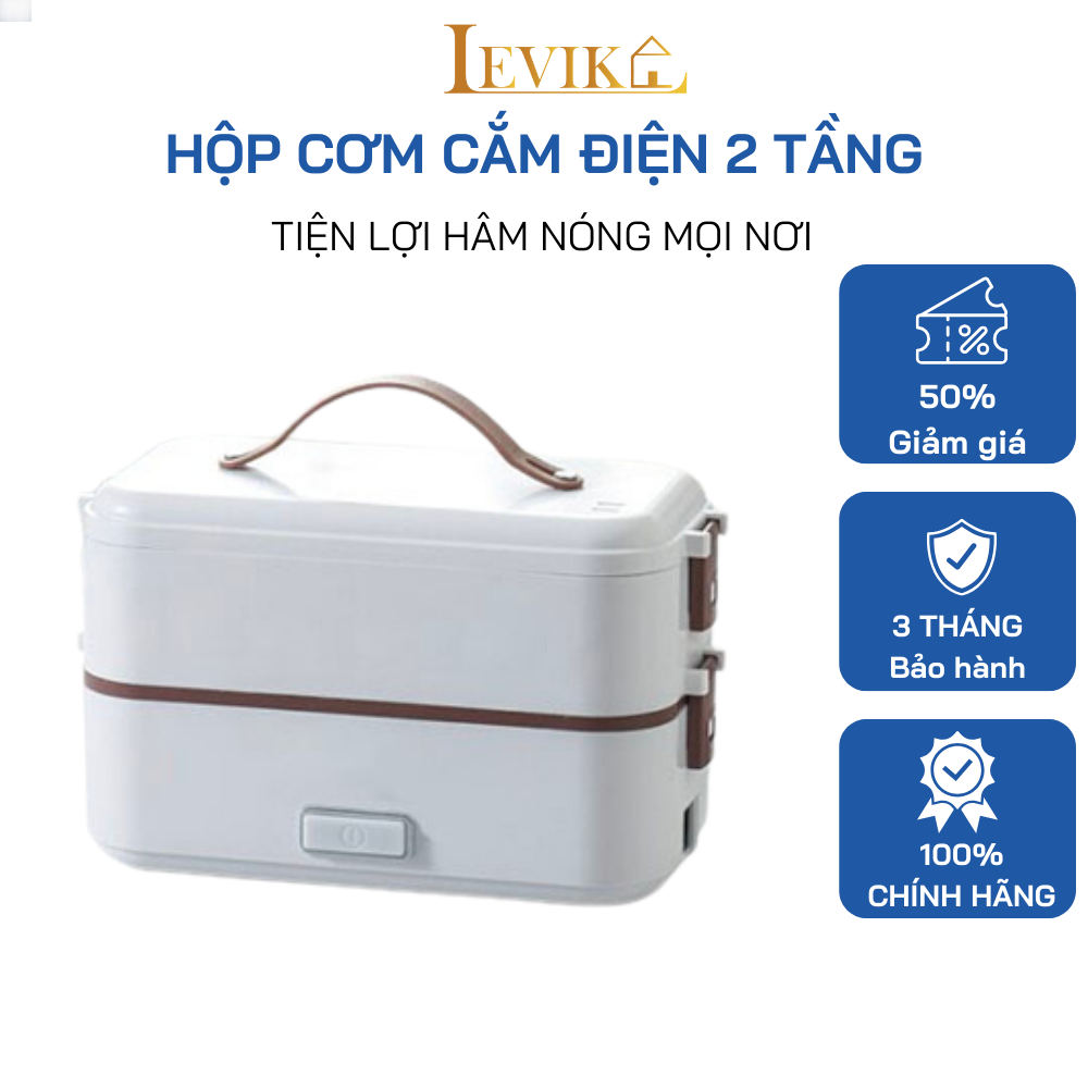 Mô tả Hộp Cơm Cắm Điện 2 Tầng Levika đa năng văn phòng giữ nhiệt hâm nóng nấu cơm thức ăn hầm cháo nhiều ngăn HC06 - 1