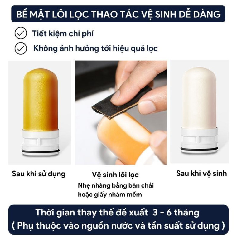 Mô tả Bộ lọc nước tại vòi Samono WPW11, 5 lớp lọc, ABS cao cấp hạt nguyên tử gốm và than hoạt tính đảm bảo sức khỏe - 5