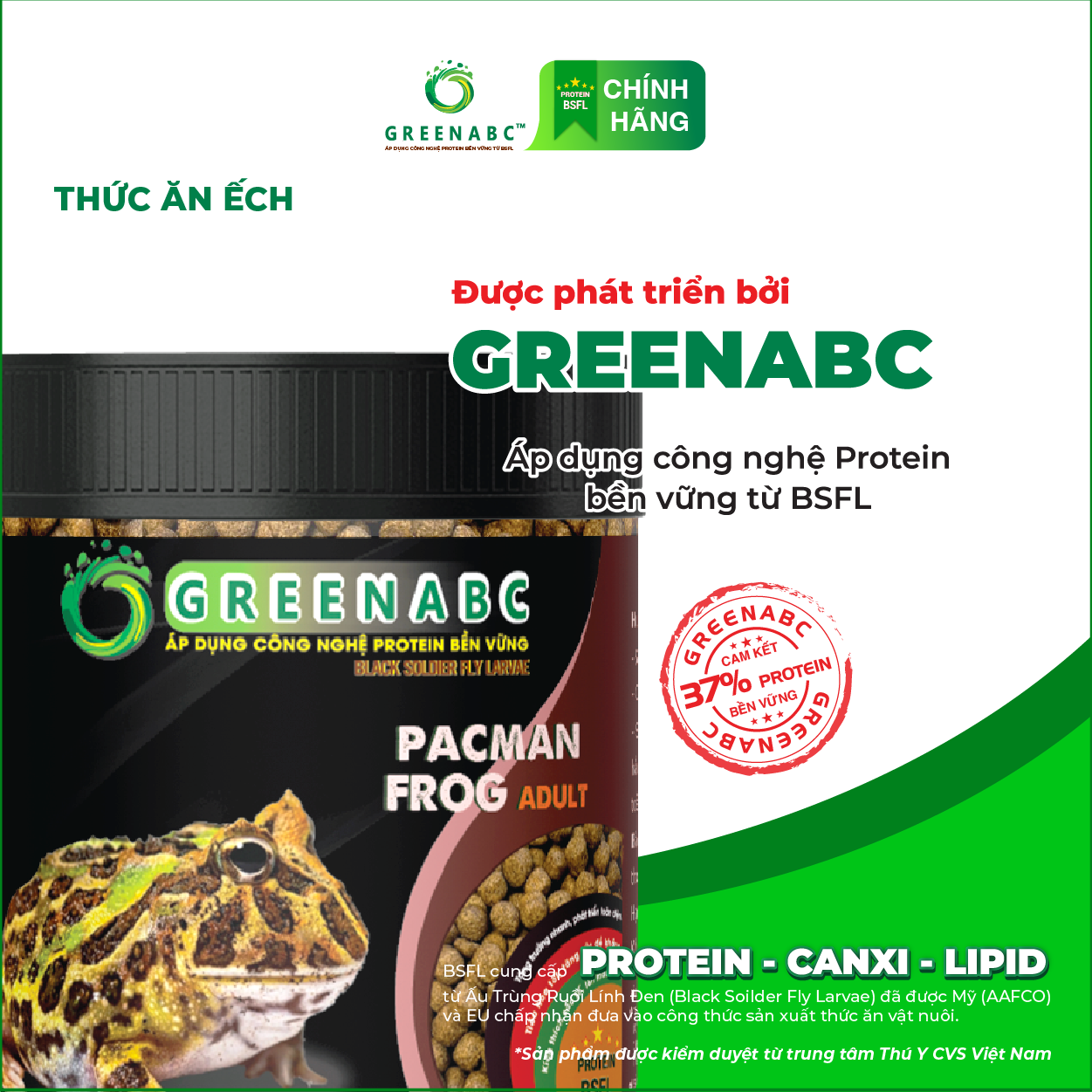 Thức ăn Ếch Pacman GREENABC – Hộp 50g, 230g – Protein 37 giúp tiêu hóa ...