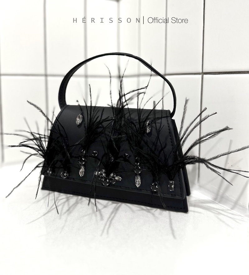 Túi 𝐒𝐰𝐚𝐧 𝐛𝐚𝐠 Hérisson size mini, đính lông handmade kèm quai đeo chéo ...