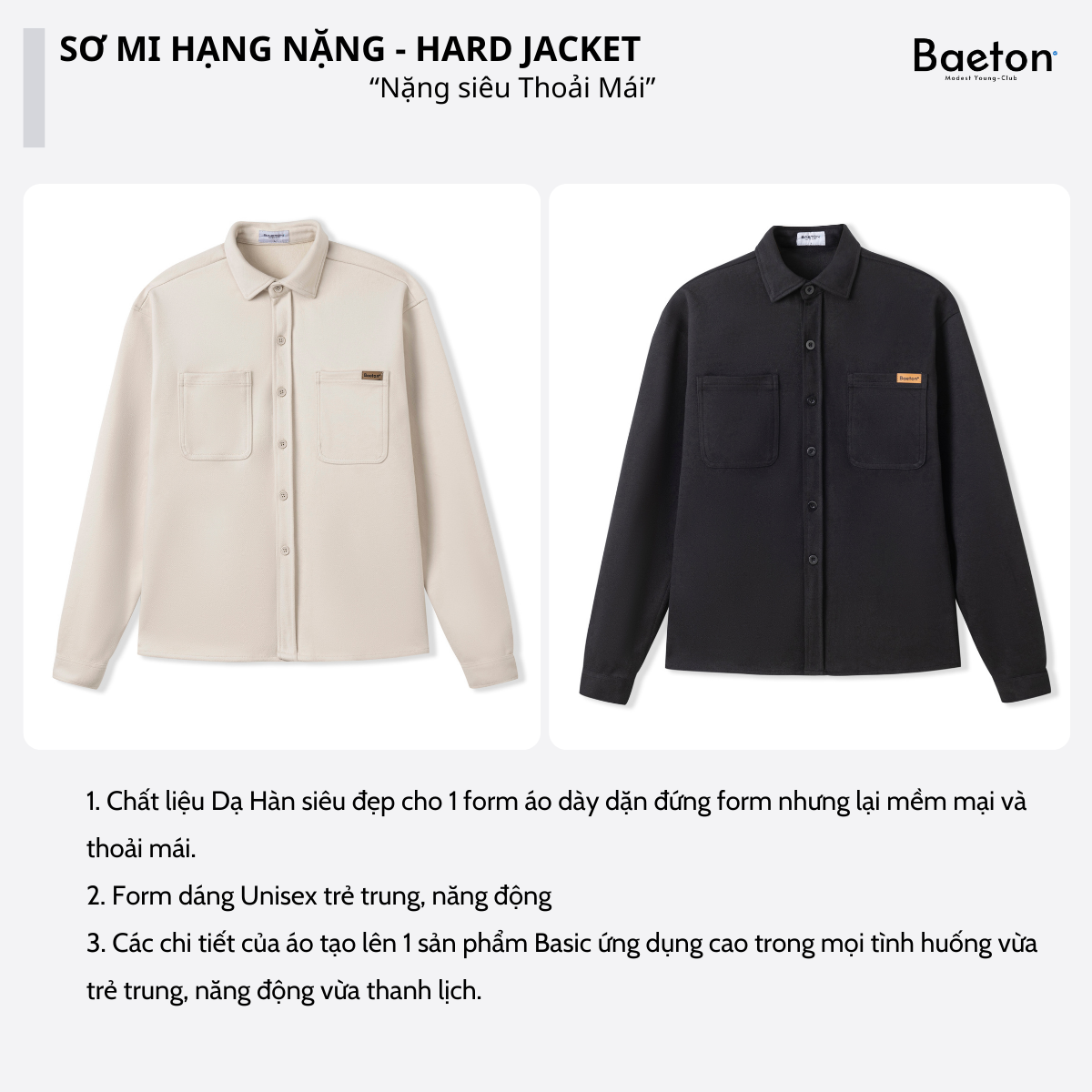 Áo sơ mi jacket unisex basic chất liệu Dạ Hàn sành điệu dày dặn, mềm ...