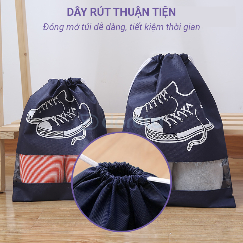 Mô tả Túi đựng giày du lịch chống bụi bẩn, túi bảo quản giày có dây rút nhỏ gọn bỏ vali TG1 - 4