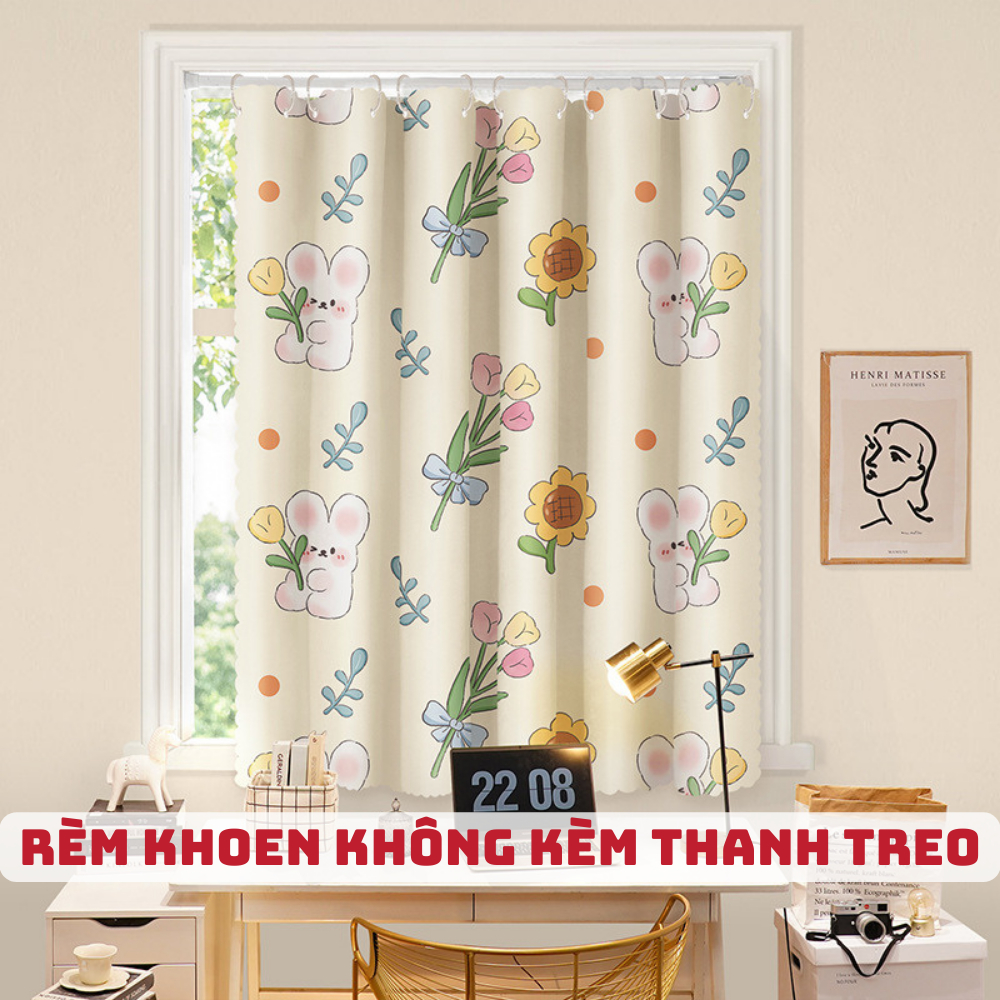 Mô tả Rèm cửa Levika hoạ tiết dễ thương, không khoan đục, may sẵn treo phòng ngủ không kèm thanh treo - 1