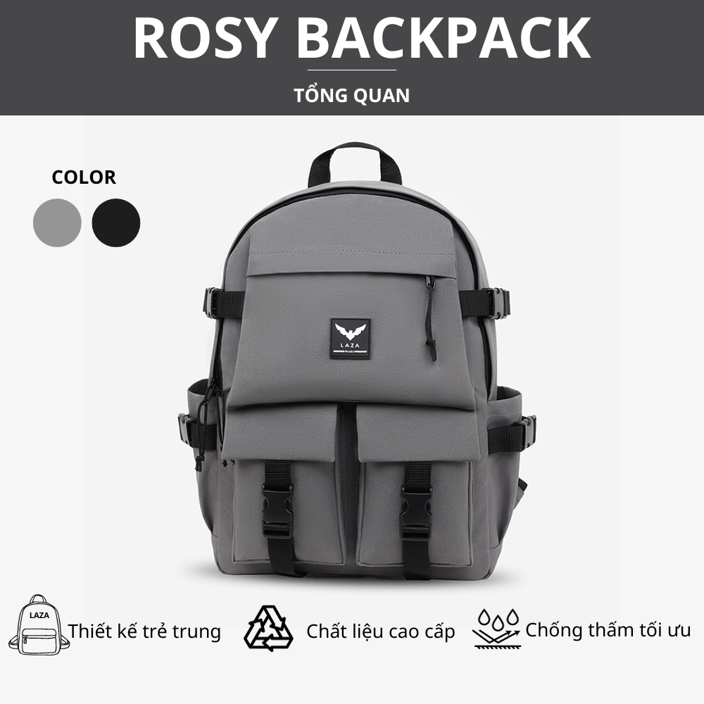 Mô tả Cặp đi học LAZA Rosy Backpack 496 - chất liệu chống thấm nước - chính hãng LAZA phân phối - 1