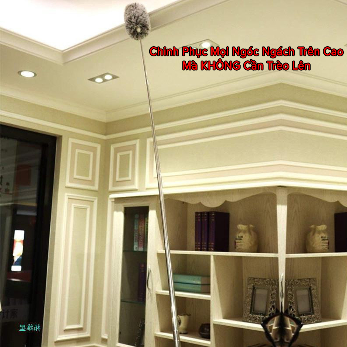 Mô tả Chổi Phất Trần Lau Chùi Quét Trần Nhà Bụi Bẩn Mạng Nhện Trên Cao Có Cán Inox Điều Chỉnh Độ Dài Tới 2,8m Hãng Amalife - 5