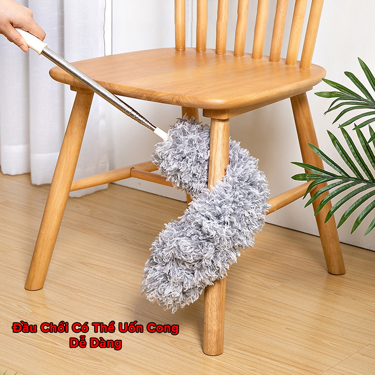 Mô tả Chổi Phất Trần Lau Chùi Quét Trần Nhà Bụi Bẩn Mạng Nhện Trên Cao Có Cán Inox Điều Chỉnh Độ Dài Tới 2,8m Hãng Amalife - 8