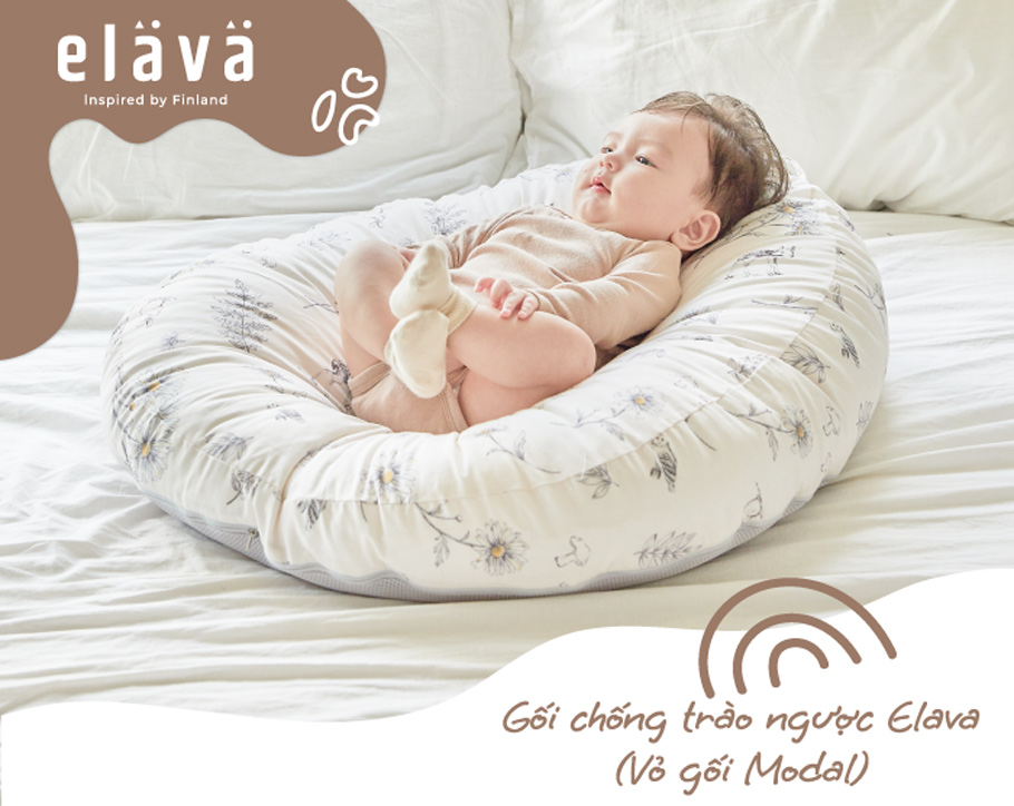 Mô tả Elava Combo gối chống trào ngược cho bé sơ sinh, 100% bông Huvis kháng khuẩn - 1