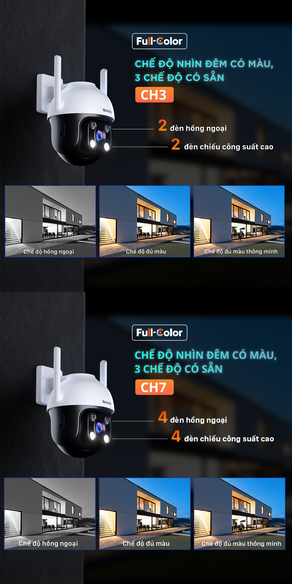 Mô tả Camera WiFi Tenda Ngoài Trời CH3/RH7 FHD 1080P/2MP/4MP/2K, Quay Quét 360 Độ, Tích Hợp Công Nghệ AI - 3