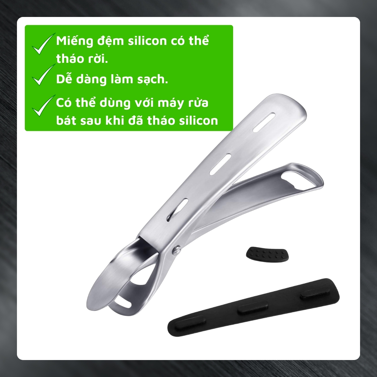 Mô tả Dụng cụ kẹp gắp đồ nóng Dandihome inox 304 với mút silicon chống trơn trượt - 5