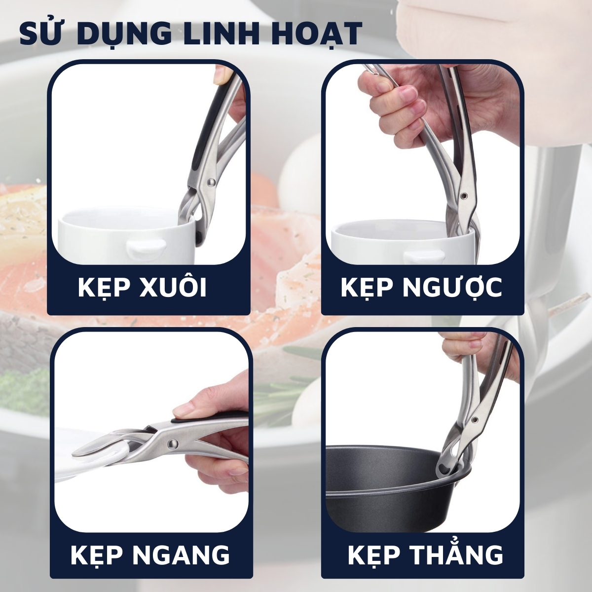 Mô tả Dụng cụ kẹp gắp đồ nóng Dandihome inox 304 với mút silicon chống trơn trượt - 6