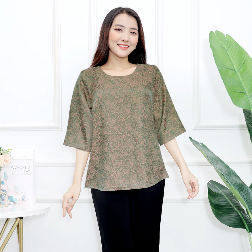 Áo Trung Niên Nữ GOTI - Màu Xanh