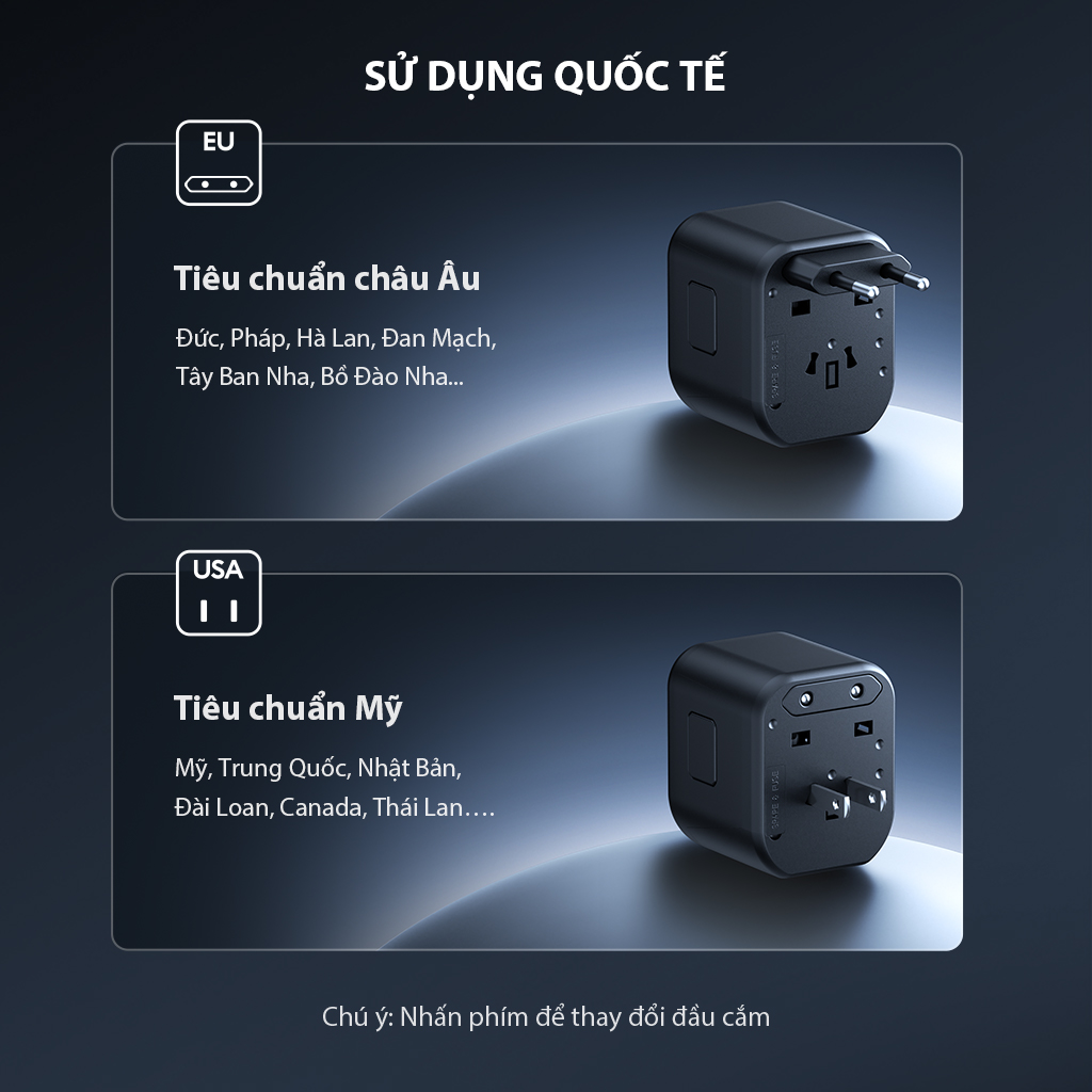Mô tả Bộ Chuyển Đổi Cổng Sạc Quốc Tế Công Suất 12W - Hàng chính hãng - 2