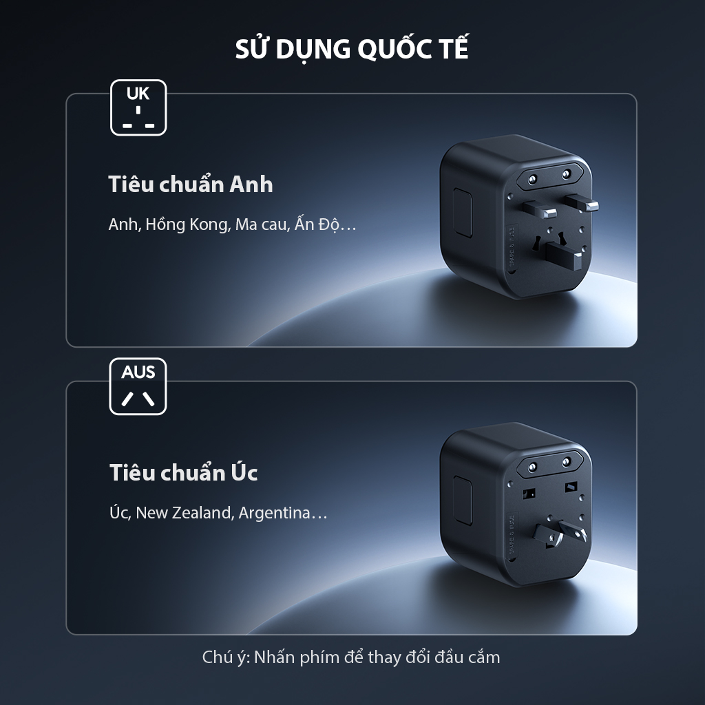 Mô tả Bộ Chuyển Đổi Cổng Sạc Quốc Tế Công Suất 12W - Hàng chính hãng - 3
