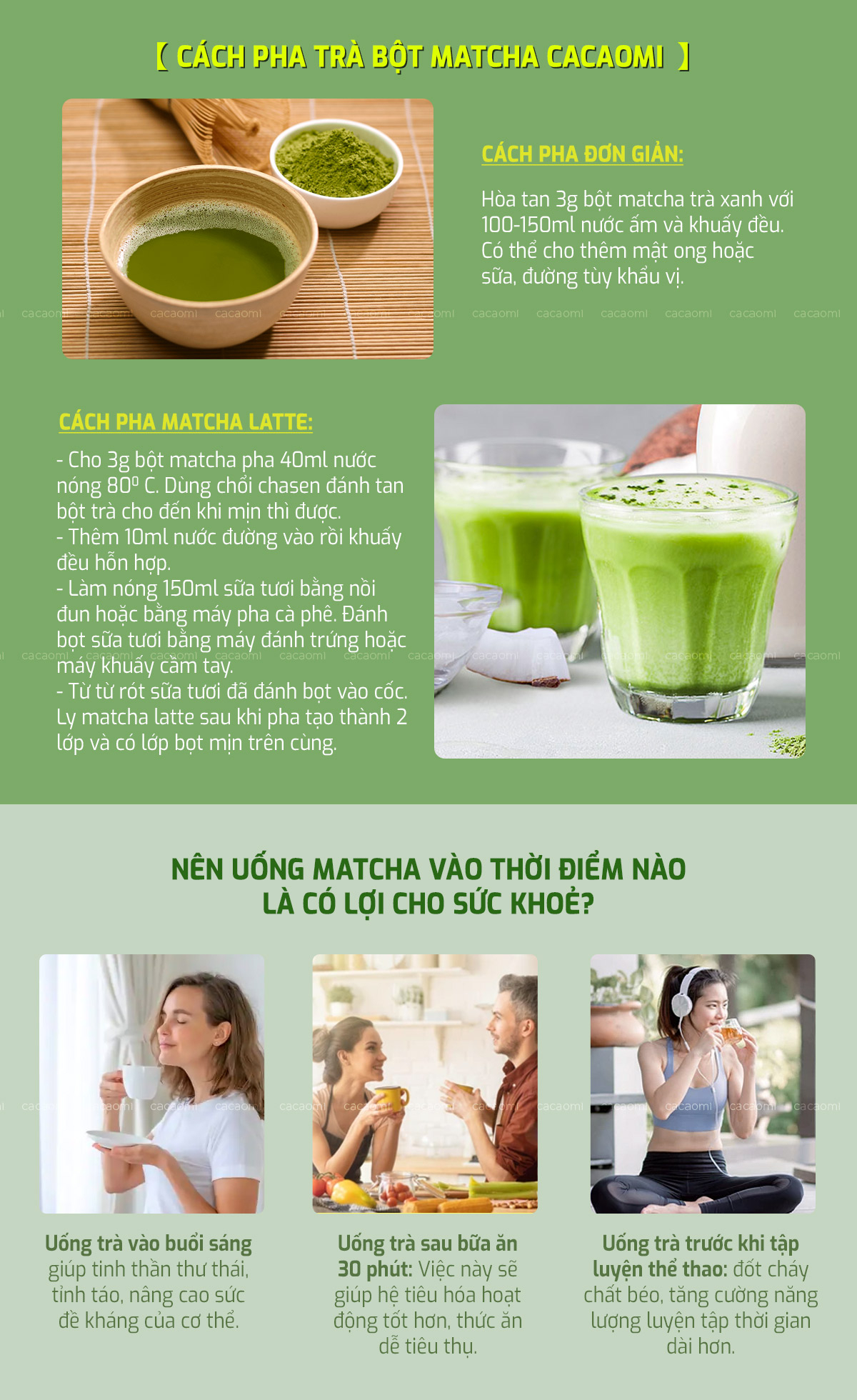 Mô tả Bột Matcha Trà Xanh Nguyên Chất CACAOMI Green Tea pha chế thức uống, làm bánh, đắp mặt nạ 50g - 2