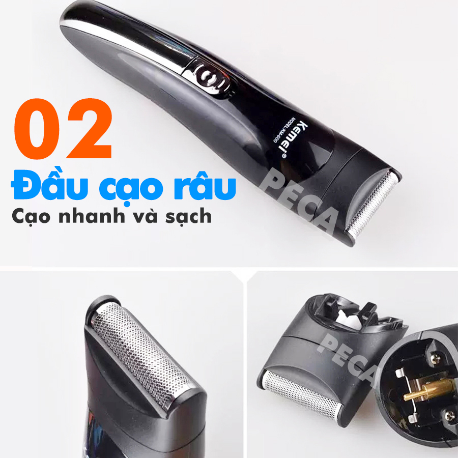 Mô tả Tông đơ tạo kiểu tóc đa chức năng 6 in 1 chính hãng Kemei KM-600 có thể cạo râu tỉa mũi tỉa mày... - 3