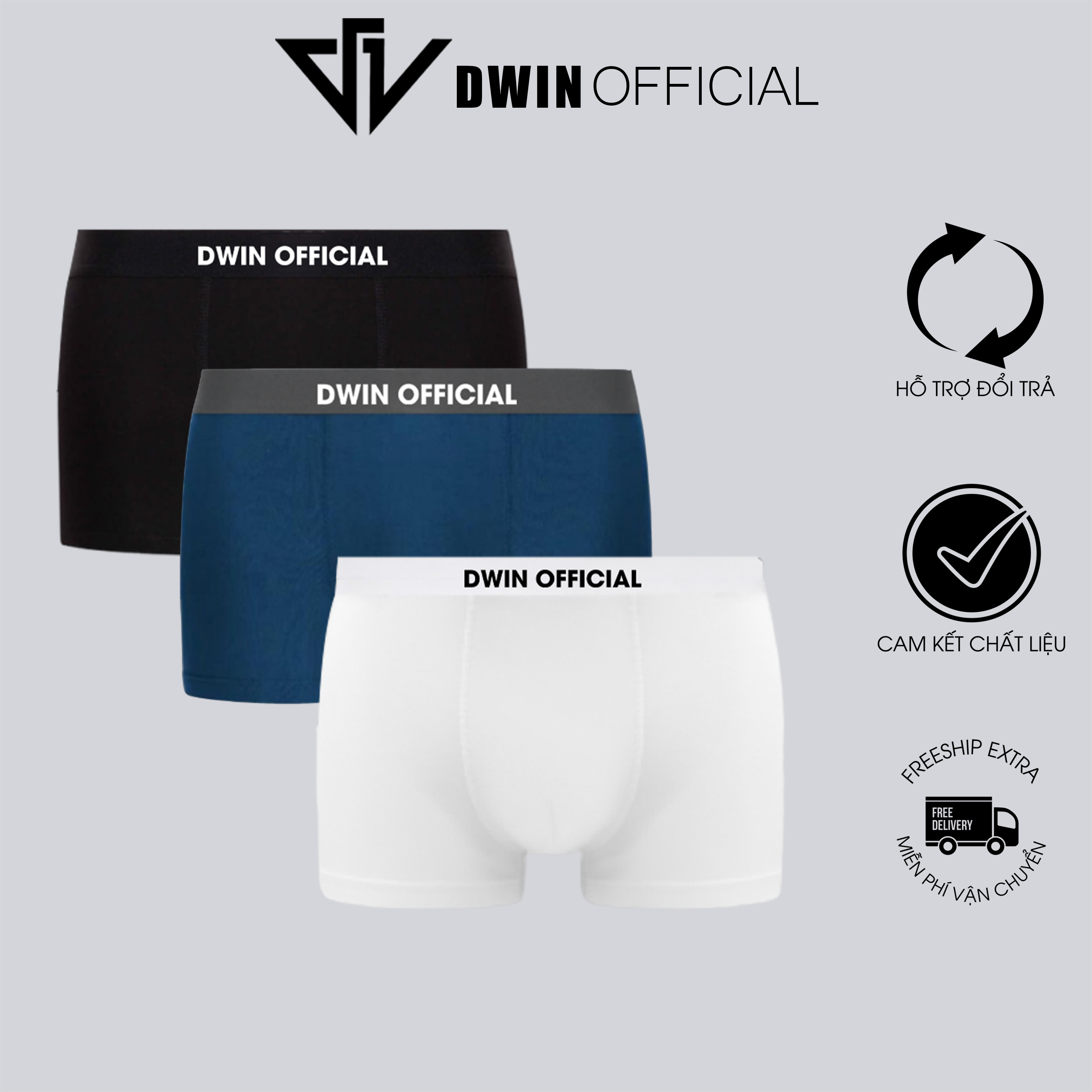 Mô tả Combo 3 quần lót nam DWIN sịp đùi kháng khuẩn cao cấp boxer vải thun lạnh co dãn 4 chiều 2.0 - 10