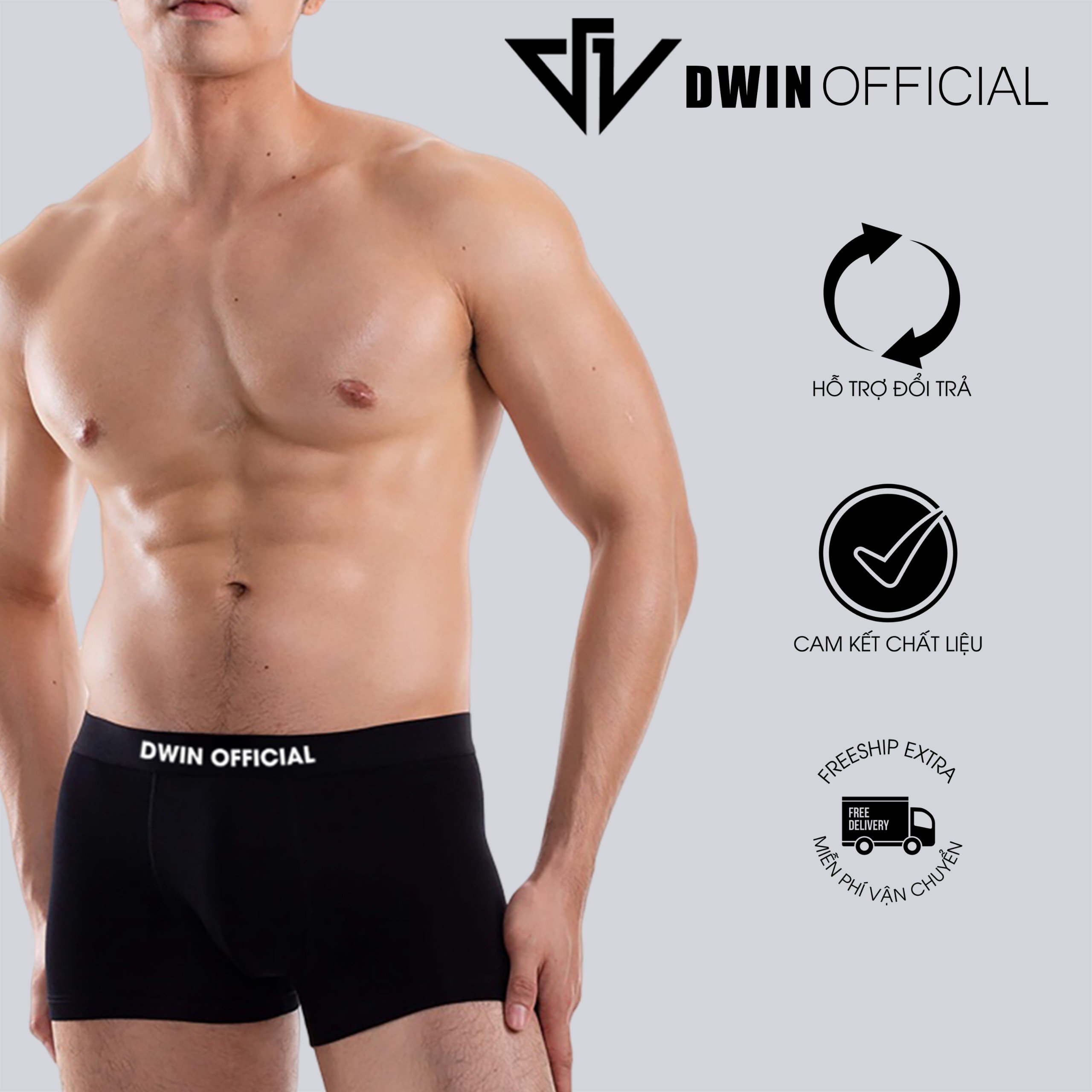 Mô tả Combo 3 quần lót nam DWIN sịp đùi kháng khuẩn cao cấp boxer vải thun lạnh co dãn 4 chiều 2.0 - 8