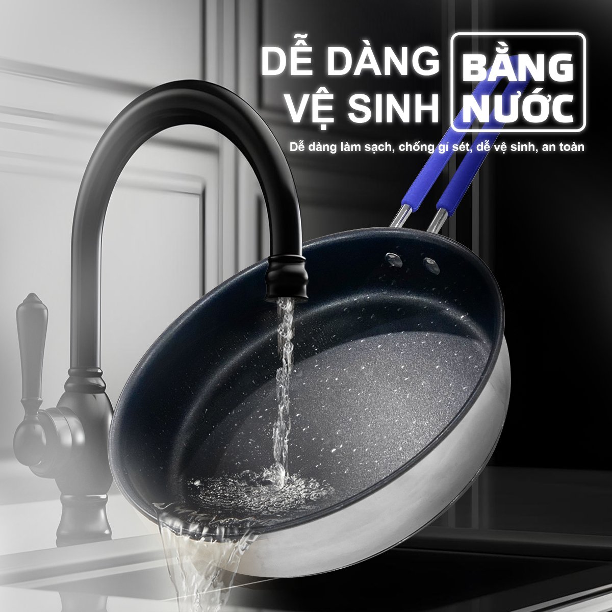 Mô tả Chảo Inox Chống Dính Goldsun GPA1402 Đáy Từ 3 Lớp Chống Dính Sử Dụng Trên Mọi Loại Bếp - 6