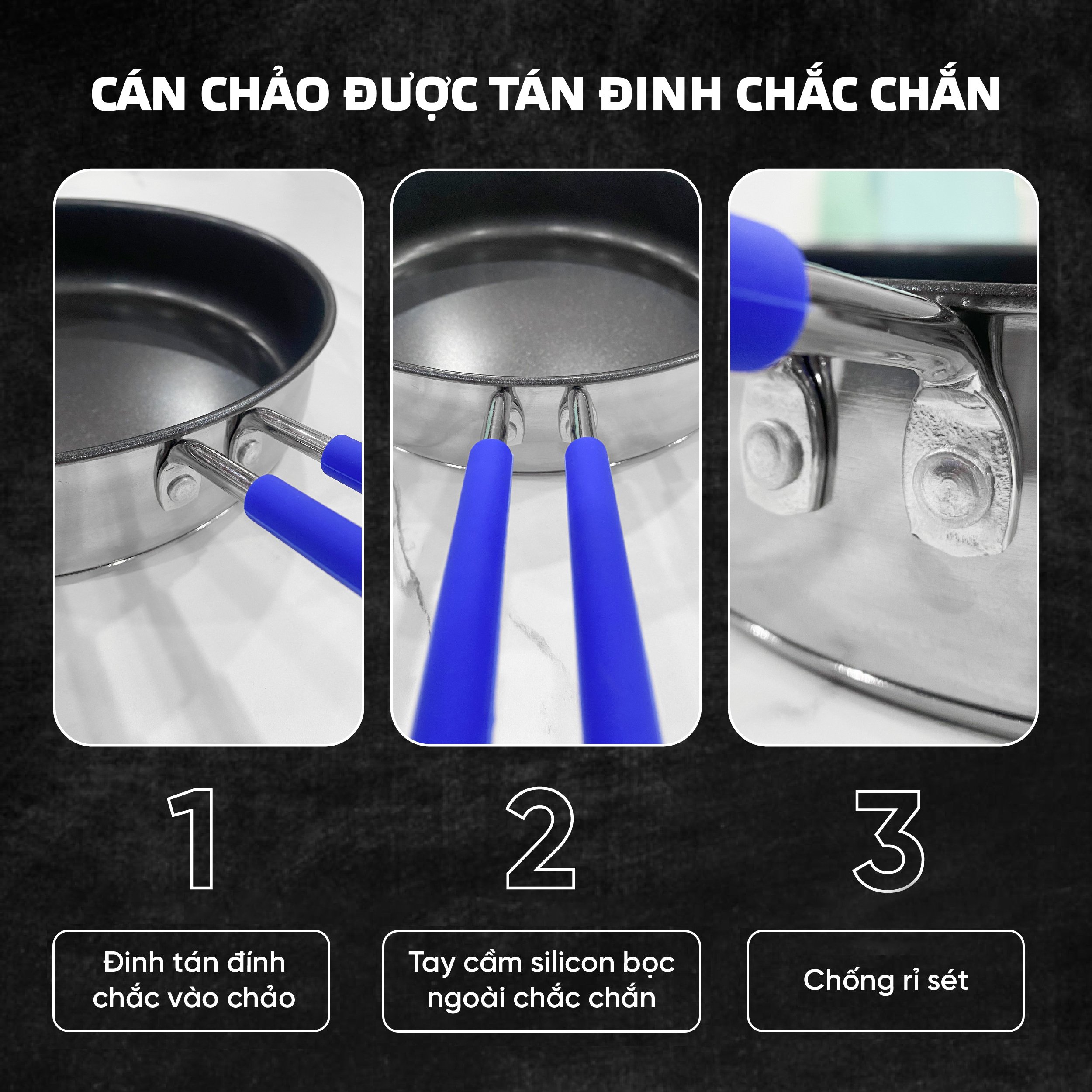 Mô tả Chảo Inox Chống Dính Goldsun GPA1402 Đáy Từ 3 Lớp Chống Dính Sử Dụng Trên Mọi Loại Bếp - 7
