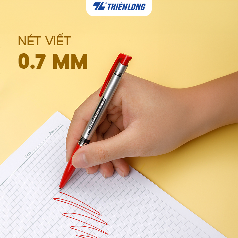 Mô tả Combo 5/10/20 Bút bi Thiên Long FO-024 ngòi 0.7mm mực xanh/đỏ/đen hệ dầu, đạt tiêu chuẩn an toàn Châu Âu - 2