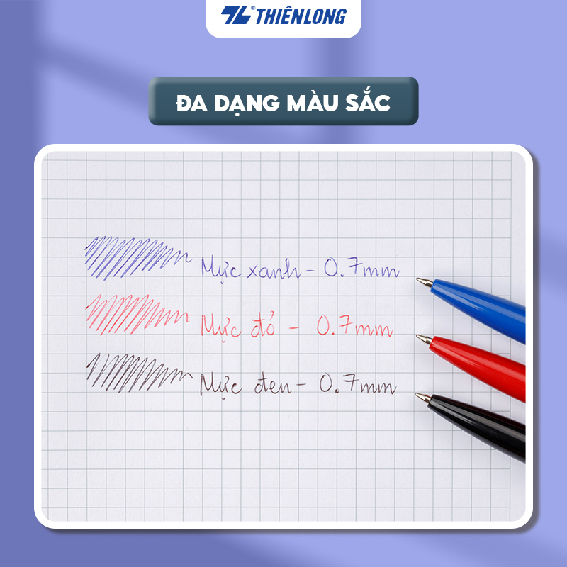 Mô tả Combo 5/10/20 Bút bi Thiên Long FO-024 ngòi 0.7mm mực xanh/đỏ/đen hệ dầu, đạt tiêu chuẩn an toàn Châu Âu - 5