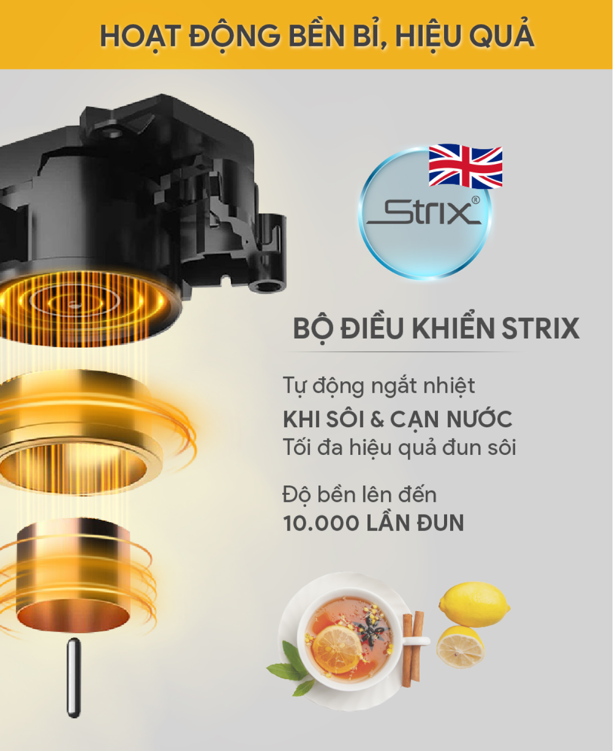 Mô tả Ấm Đun Siêu Tốc Thuỷ Tinh BlueStone KTB-3428 - 1.7 Lít - 2200W - điều khiển Strix - 4