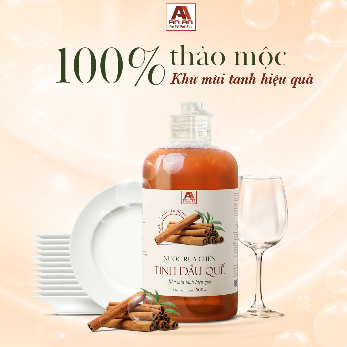 Mô tả Nước rửa chén bát hữu cơ An An, dầu rửa bát bồ hòn không chất tẩy rửa an toàn cho da tay thân thiện với môi trường - 2