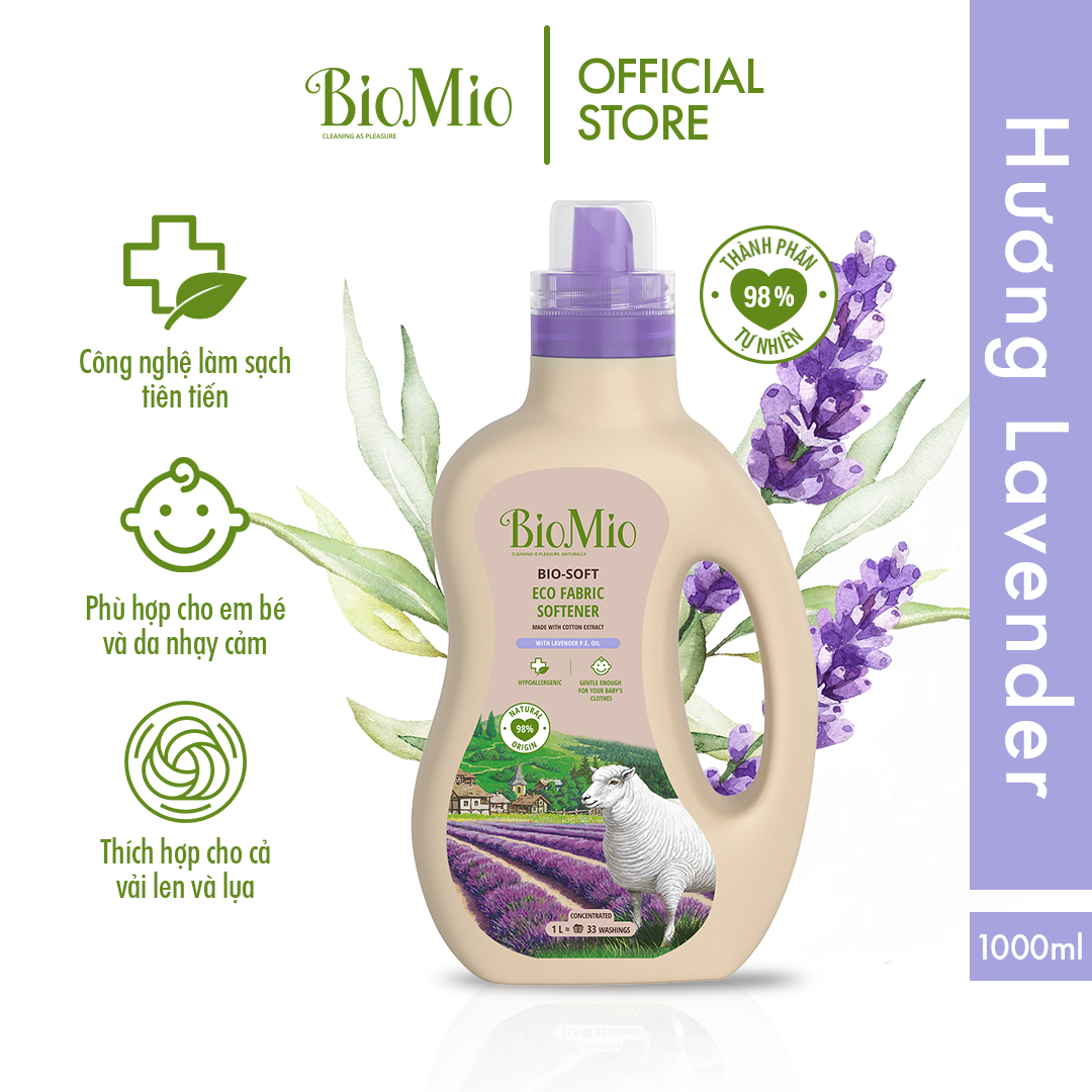Mô tả Nước xả vải hữu cơ BioMio BIO-SOFT 1000ml hương thơm tự nhiên, an toàn cho da nhạy cảm Date 2026 - 2